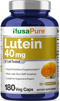 NusasPure Lutein - Suitable for Vegetarian/Vegan, Non - GMO - 40 mg - 180 Capsules