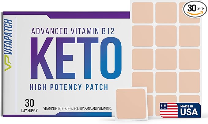 Keto Patch with B12 Methylcobalamin and Vitamin Guarana B12 Patch for Energy - 30 Day Supply Keto & Vitamin B12 Patches - Made in The USA