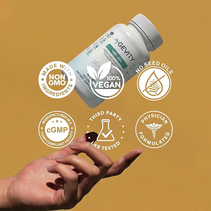 NMN 500mg – 99%+ Purity Verified, Physician Formulated Nicotinamide Mononucleotide for NAD+ Support & Healthy Aging – Vegan, Non-GMO, No Seed Oils, cGMP Made in USA – 60 Capsules