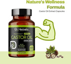 Dr. HERBALIST Castor Oil Capsules 1600mg - Cold Pressed Ricinus Communis Softgels | Supports Digestive Wellness & Hair Skin Vitality* | Halal, Non-GMO, Vegan | 60ct
