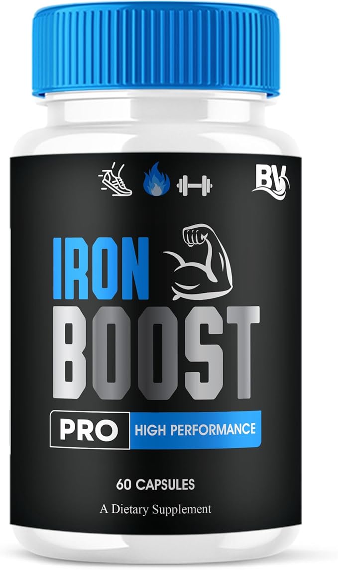 Iron Boost Pro Premium Supplement Capsules, Iron Boost Advanced Health Supplement Pills, Iron Boost Premium Daily Advanced Health Support and Overall Wellness Formula by Blue Vibe (60 Capsules)