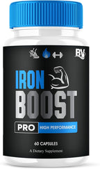 Iron Boost Pro Premium Supplement Capsules, Iron Boost Advanced Health Supplement Pills, Iron Boost Premium Daily Advanced Health Support and Overall Wellness Formula by Blue Vibe (60 Capsules)