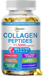 Collagen Peptides Softgels, Multi Collagen Peptide w/ Glucosamine Chondroitin MSM Biotin, Hydrolyzed Collagen Peptides Complex for Women Supports Skin Hair Nail Joints Bones Gut Health, Non-GMO