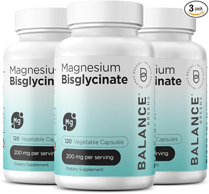 Balancebreens Magnesium Glycinate 200mg - Magnesium Bisglycinate Chelated Supplements for High Absorption - Non GMO and Gluten Free Gentle on Stomach for Restful Sleep and Muscle Support, 120 Count
