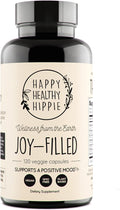 Joy-Filled Mood Support Supplement - 7 Herb Complex + St. Johns Worts (120 Ct) | Stress Relief Supplement with Rhodiola Rosea, Eleuthero | Helps Calm The Mind & Body | 100% Plant-Based Happy Pills