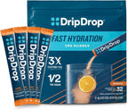DripDrop Hydration Packets - Orange - Single Serve Electrolytes Powder Drink Mix - Non-GMO, Gluten Free, Vegan - 32 Sticks