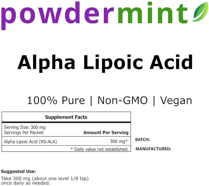 Alpha Lipoic Acid Powder (RS-ALA, Pure ALA) (Multiple Sizes) Antioxidant (ALA Powder) Scoop Included