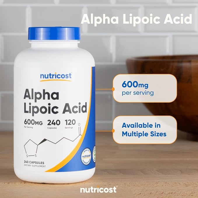Nutricost Alpha Lipoic Acid 600mg Per Serving, 240 Capsules - Gluten Free, Vegetarian Capsules, Soy Free & Non-GMO (Pack of 2)