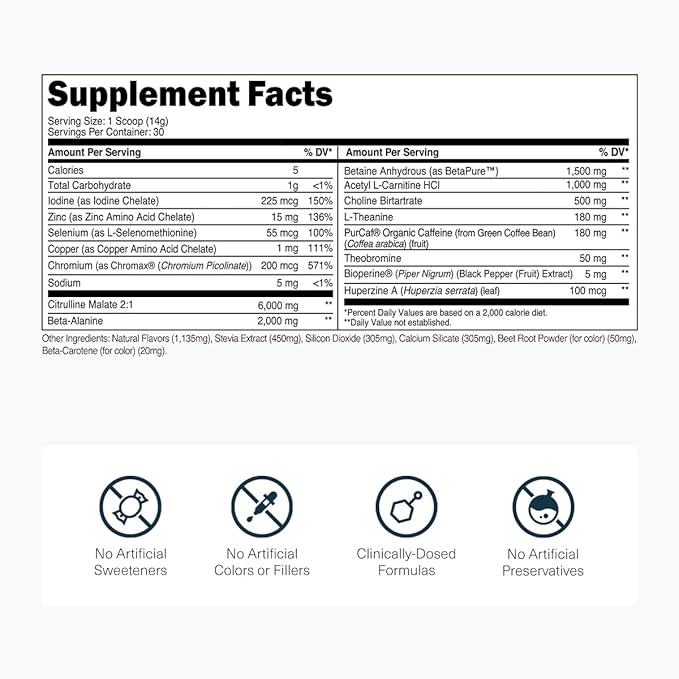 Transparent Labs Lean Pre-Workout - Body Recomposition Pre Workout for Men and Women with Acetyl L-Carnitine, Beta Alanine Powder, & PurCaf Organic Caffeine Powder - 30 Servings, Tropical Punch