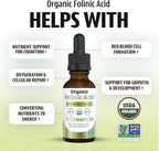 Dr. Green Mom USDA Organic Folinic Acid Drops - 500 mcg per Drop | Methylation Support B9 Supplements for Kids & Adults | Supports Neurological Function, Nervous System Health & DNA Synthesis