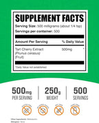 BulkSupplements.com Tart Cherry Extract Powder - Tart Cherry Supplement, Herbal Supplement - Antioxidant Source, Gluten Free, 500mg per Serving, 250g (8.8 oz) (Pack of 1)