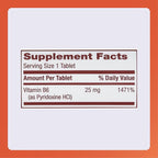 Rugby Vitamin B-6 Tablets - 25mg of Vitamin B6 - Dietary Supplement - 100 Count (1 Pack)