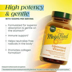MegaFood Liposomal Vitamin C 1000mg Per Serving - Collagen Production & Immune Support Supplement - High Potency Formula - Superior Absorption & Gentle On Stomach - 120 Vitamin C Capsules, 60 Servings