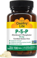 Country Life P-5-P Vitamin B6 – Bioavailable Pyridoxal-5-Phosphate Supplement for Energy, Nervous System Support, and Red Blood Cell Growth – Certified Gluten Free, Vegan, Non-GMO – 100 Capsules