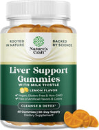 Natures Craft Cleansing Herbal Liver Detox Gummies Liver Support Milk Thistle Gummies with Artichoke Extract Turmeric Curcumin and L-Carnitine - Vegan and Non-GMO - Sweet Lemon (30 Servings)