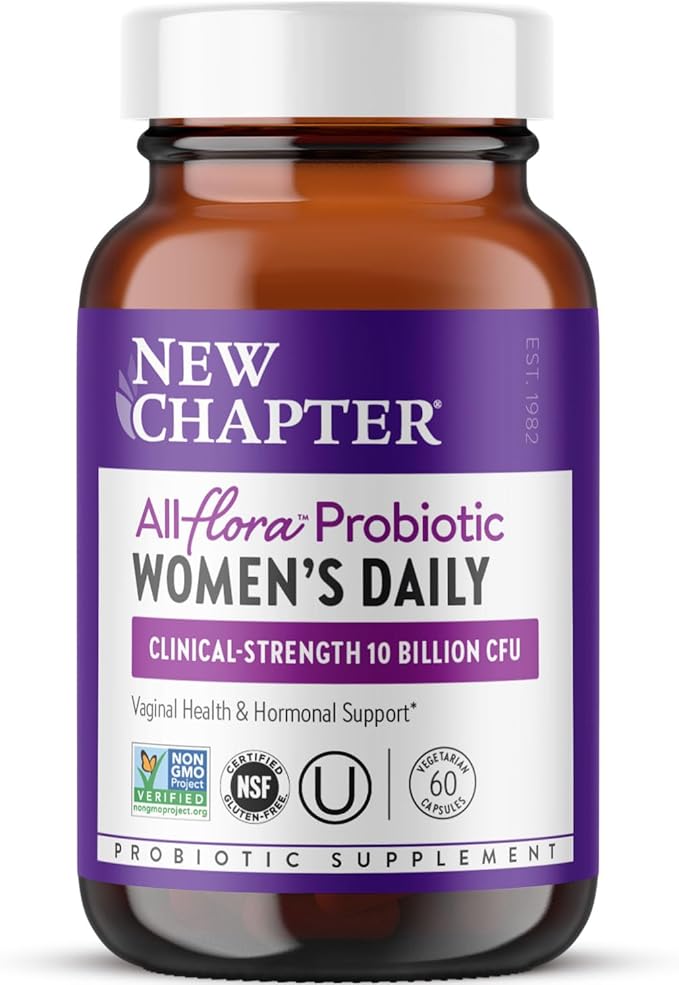 New Chapter Probiotics for Women - 60 ct (2 Month Supply), Women's Daily Probiotic with Prebiotics and Probiotics for Vaginal Health & Chaste Tree for Hormonal Support, 100% Vegetarian, Non-GMO