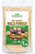 HerbaZest Maca Powder Organic – 1 LB – USDA Certified, Vegan & Gluten Free Superfood – Perfect for Smoothies, Juices, Baking, Yogurt & Cereal