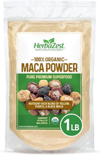 HerbaZest Maca Powder Organic – 1 LB – USDA Certified, Vegan & Gluten Free Superfood – Perfect for Smoothies, Juices, Baking, Yogurt & Cereal