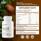 LIIFE L-Ergothioneine Supplement (EGT) 30mg,Compound Antioxidant Supplement (May Support Longevity and Healthy Aging) Promotes Skin Health，60 Capsules，Non-GMO, Gluten Free, Vegan Safe