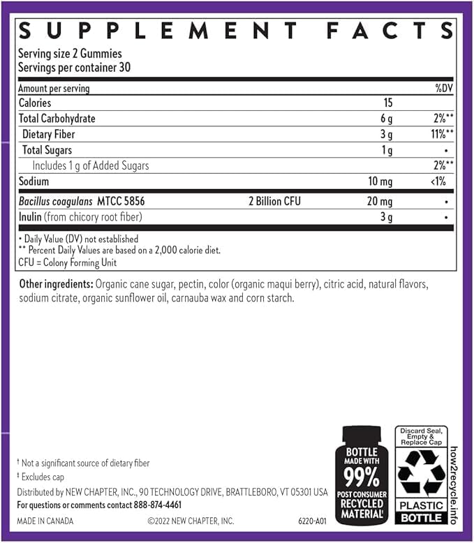 New Chapter Probiotic Gummies for Women and Men,All-Flora (1 Month Supply) – 55% Less Sugar+,Formulated for Holistic Gut Health Support with Probiotics+Prebiotic Fiber+100% Vegan+Non-GMO,(Pack of 2)