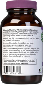 Bluebonnet Nutrition Vitamin K2 Supplement 100 mcg Daily Vit K2 MK7 Heart Health & Bone Vitamins for Women & Men* - Vegan, non-GMO, Dairy-Free, Gluten-Free Vit K - 100 Vegetable Capsules