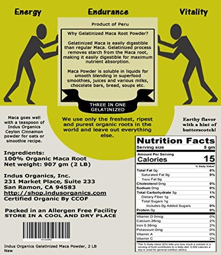 Maca Powder (Mixed), 2 Lb Bag, Gelatanized, Pre-Washed, Premium Quality, Non-GMO, Freshly Packed