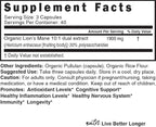 Nutri Organic Lions Mane Supplement Capsules - 1900 mg, 10:1 Dual Extraction, 120 Count - Certified Organic Mushroom Extract (Fruiting Body) - Third Party Tested - Cognitive Support, Heart Health