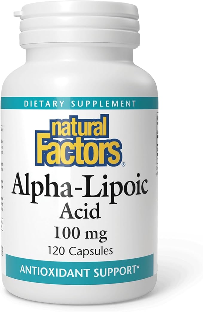 Natural Factors Alpha-Lipoic Acid 100 mg - Antioxidant Support* - Non-GMO - 120 Capsules