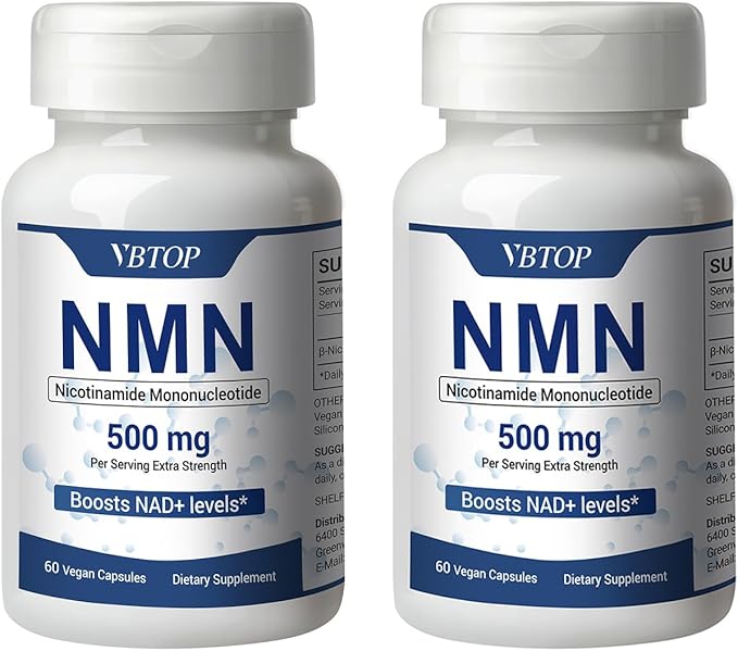 2 Bottles NMN 500mg Supplement Easily Absorbed Nicotinamide Mononucleotide form,a Precursor and NR Supplement Alternative that Supports Healthy Aging and Energy Metabolism | Non-GMO,120 vegan Capsules