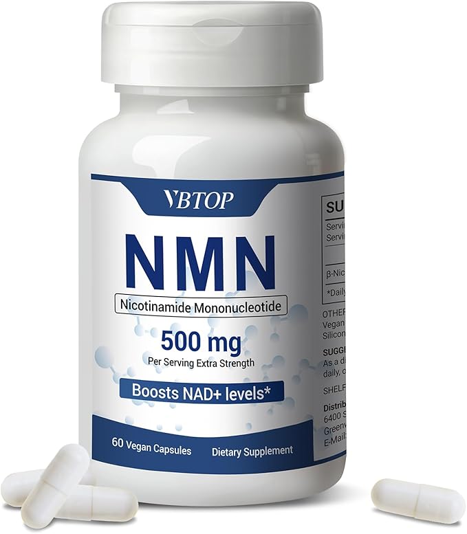 NMN 500 mg Supplement Easily Absorbed Nicotinamide Mononucleotide Form, a Precursor and NR Supplement Alternative that Supports Healthy Aging and Energy Metabolism | Non-GMO, 60 Vegan Capsules