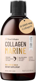 True Collagen Marine | 11,000 mg Hydrolyzed Collagen Liquid Supplement - 500 ml, 20 Day Supply | Hyaluronic Acid, Biotin and Vitamin C for Healthy Hair, Skin and Nails | Sugar-Free & Fat-Free