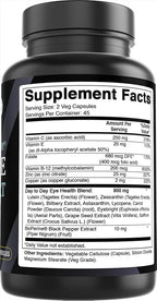 Best Naturals Day-to-Day Eye Support with Lutein, Zeaxanthin, Bilberry Extract, Astaxanthin, Lycopene, Carrot Powder 90 Veg Capsules