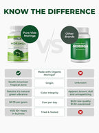 PURA VIDA MORINGA Organic Moringa Capsules Single Origin Moringa Powder Organic. Pure Moringa Leaf. Energy, Metabolism, & Immune Support. 120ct. 500mg Caps (Pack of 2)