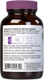 Bluebonnet Nutrition Vitamin B6 Vegetable Capsules, 200 mg, For Cardiovascular and Nervous System Health, Soy Free, Gluten Free, Kosher, Dairy Free, Vegan, Non-GMO, 90 Vegetable Capsules, 90 Servings