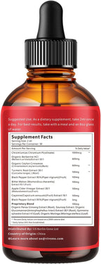 14-in-1 Berberine with Ceylon Cinnamon Supplement Liquid Drops, 1800mg + 30:1 Liposomal Tech with Cayenne Pepper Soursop Chromium Bitter Melon Turmeric Moringa Gymnema Glucomannan, GLP Support 3Bottle