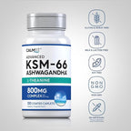 Piping Rock KSM-66 Ashwagandha Extract Supplement | 800mg Complex | 100 Caplets | Advanced Formula with L-Theanine | Vegan, Non-GMO, Gluten Free