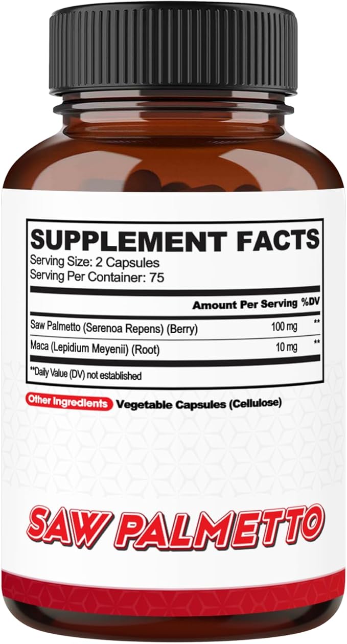 agobi Saw Palmetto Supplement with Maca Root - High Extract Support for Hair Health, Restful Mood & Energy Support - 150 Veggie Capsules