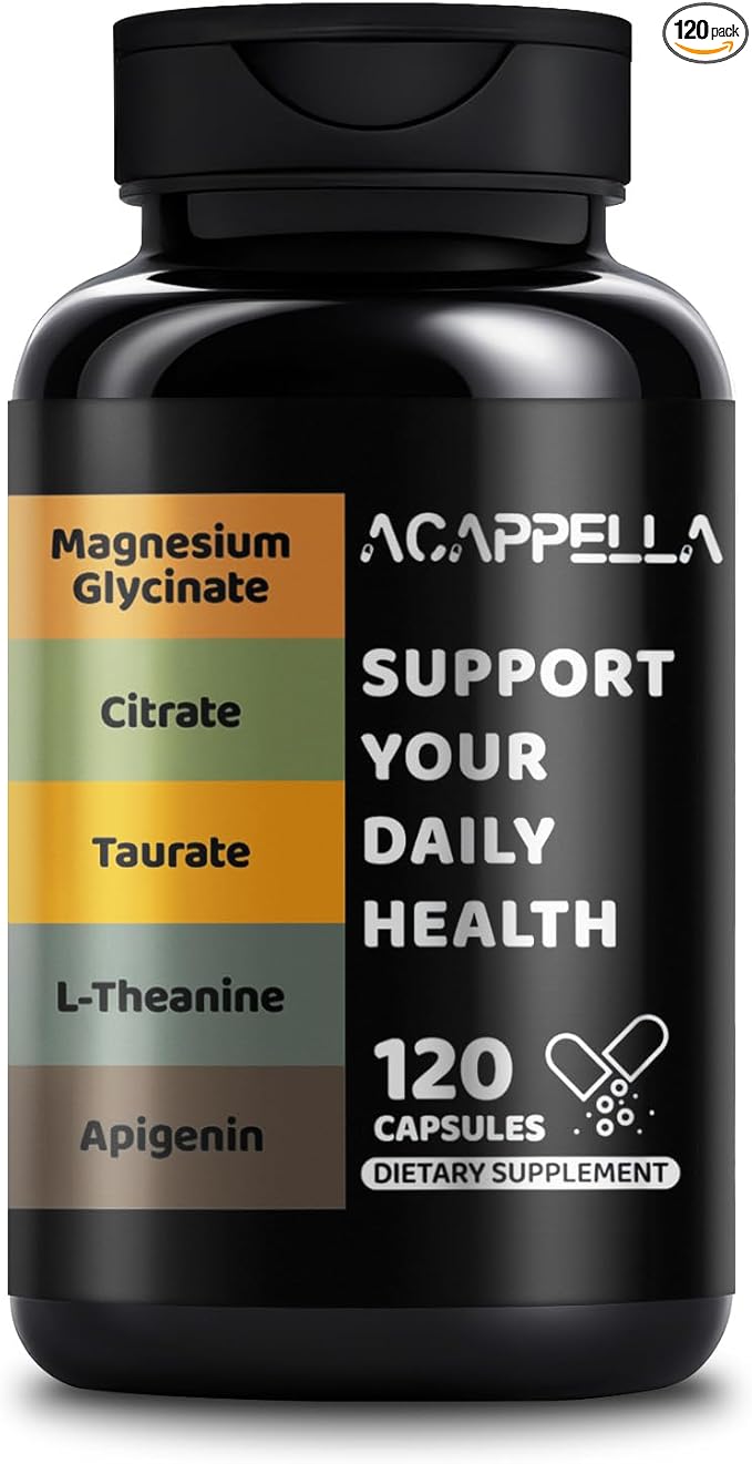 ACAPPELLA Magnesium Glycinate with Magnesium Citrate Capsules l theanine Supplement apigenin Capsules - apigenin Supplement l-theanine - 120 Count