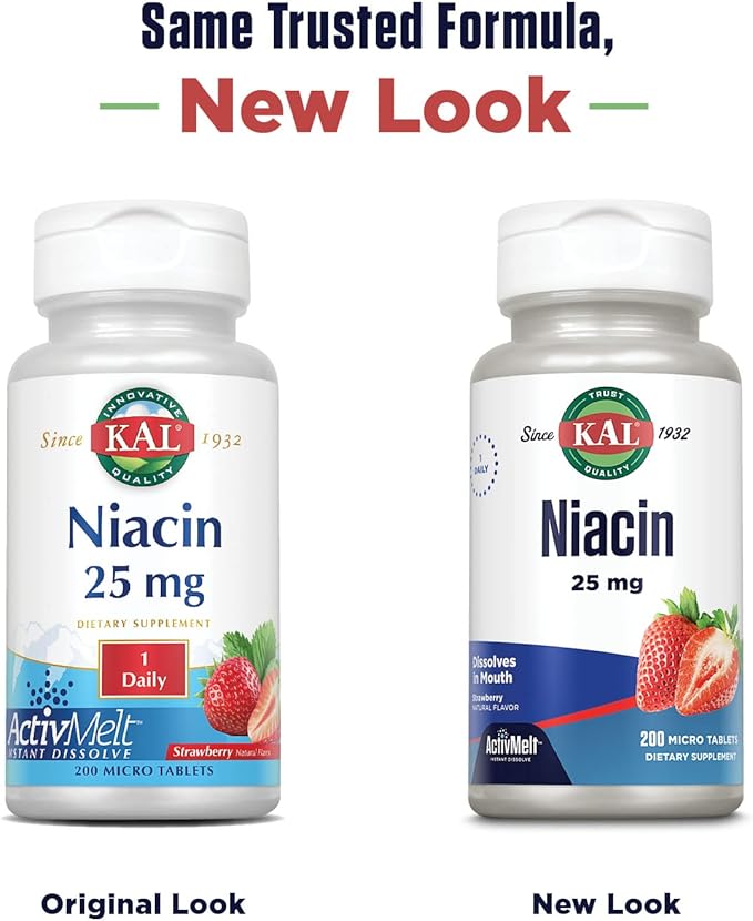 Kal 25 Mg Niacin Tablets, Strawberry, 200 Count