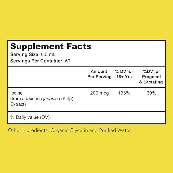 Iodine Plus - Kelp-Based Liquid Supplement Supports Thyroid - Boosts Energy, Improves Sleep, and Enhances Mental Clarity, 60 0.04% Servings
