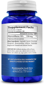 Extra Strength Pterostilbene Supplement | Vegan Friendly 150mg Pterostilbene Capsules | Antioxidant Supplement for Aging Heart Immune and Brain Support | Made in The USA (180 Day Supply)
