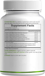 Organic 10-in-1 Mushroom Supplement, 240 Capsules – Lions Mane, Turkey Tail, Reishi, Cordyceps & More Mushroom Complex – Immune, Energy & Nootropic Brain Support – Non-GMO