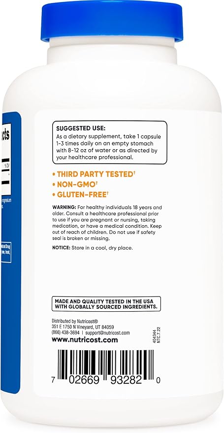 Nutricost L-Glutamine 800mg, 180 Capsules (3 Bottles)