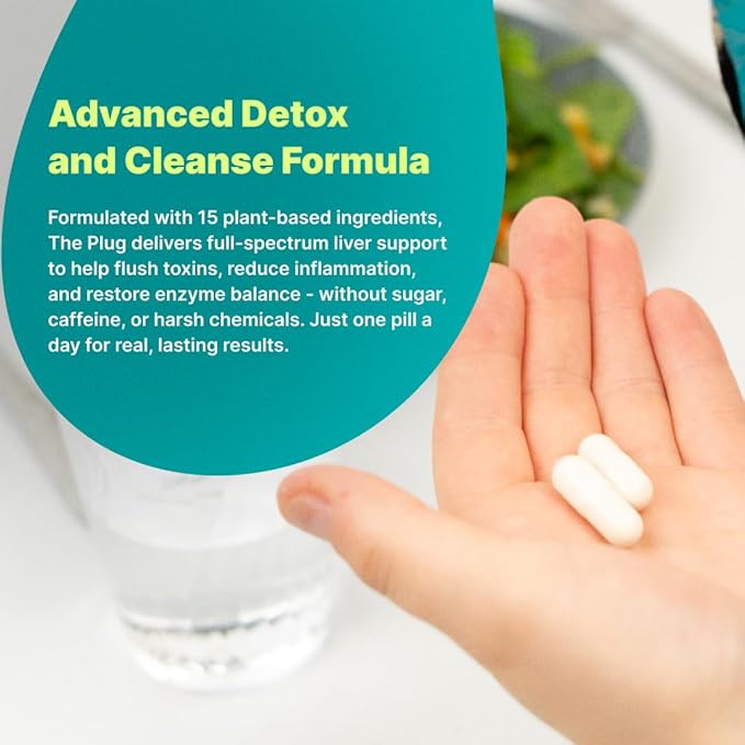 The Plug Liver Cleanse Detox & Repair Milk Thistle (Silymarin), Turmeric, Dandelion Root & Vitamin B– Herbal Capsules for Liver, Digestive & Immune Support – Non-GMO, Gluten-Free, Kosher – 60 Capsules