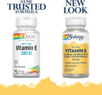 SOLARAY Vitamin E, Dry 200 IU w/Mixed Tocopherols | Healthy Cardiac Function & Skin Health Support | 100ct