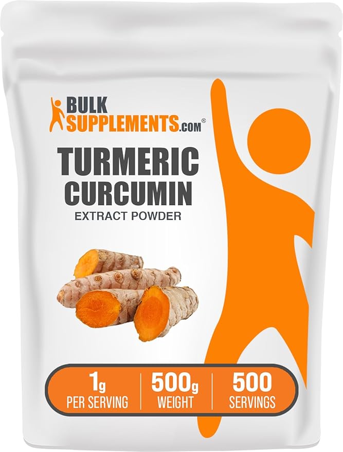 BulkSupplements.com Turmeric Extract Powder - from Turmeric Root, Curcumin Supplements, Turmeric Curcumin Powder - Gluten Free, 1g per Serving, 500g (1.1 lbs) (Pack of 1)
