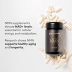 PUROVITALIS Liposomal NMN, 250mg Longevir Nicotinamide Mononucleotide Supplement, NAD+ Boost for Cellular Health, Energy & Healthy Aging, 1-Month Supply (60 Vegan Capsules)