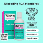 NovaFerrum Yummy 16 Fl Oz | Liquid Iron Supplement for Ages 4 & Up | 18mg of Iron/Tbsp | Gluten Free | Sugar-Free | Raspberry Grape