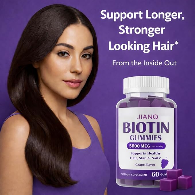 Biotin Gummies for Hair Skin & Nails – High Strength 5000 mcg Biotin with Collagen, Zinc & Vitamin C | Vegan, Sugar-Free, Non-GMO | Supports Healthy Hair Growth, 120 Count
