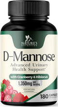 D-Mannose 1000mg Per Serving - Cranberry & Hibiscus - Effective Fast-Acting, Flush The Impurities for Bladder, Urinary Tract Health Support Supplement, for Women and Men, USA Bottled - 180 Capsules